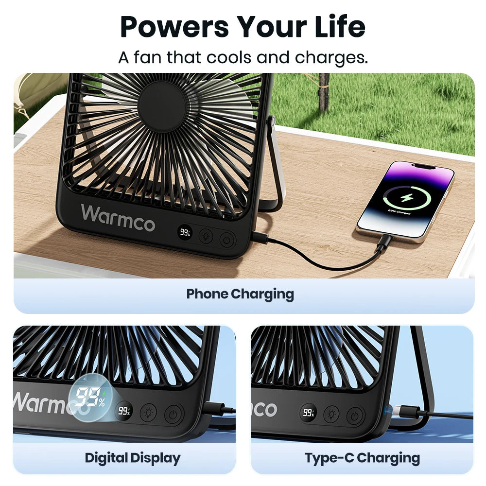 Warmco D4 Portable Desk Fan &ndash; Rechargeable 20000mAh