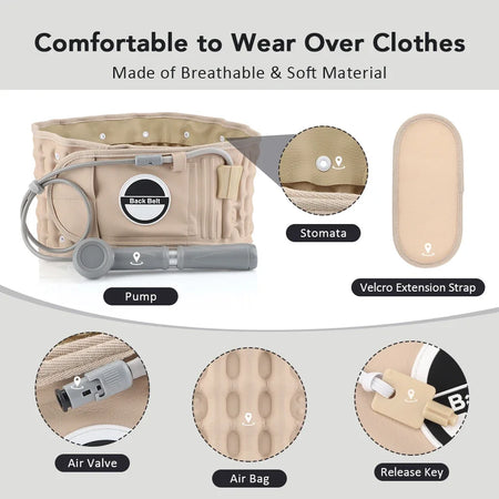 Inflatable Waist Belt With Air Pump - Lumbar Support