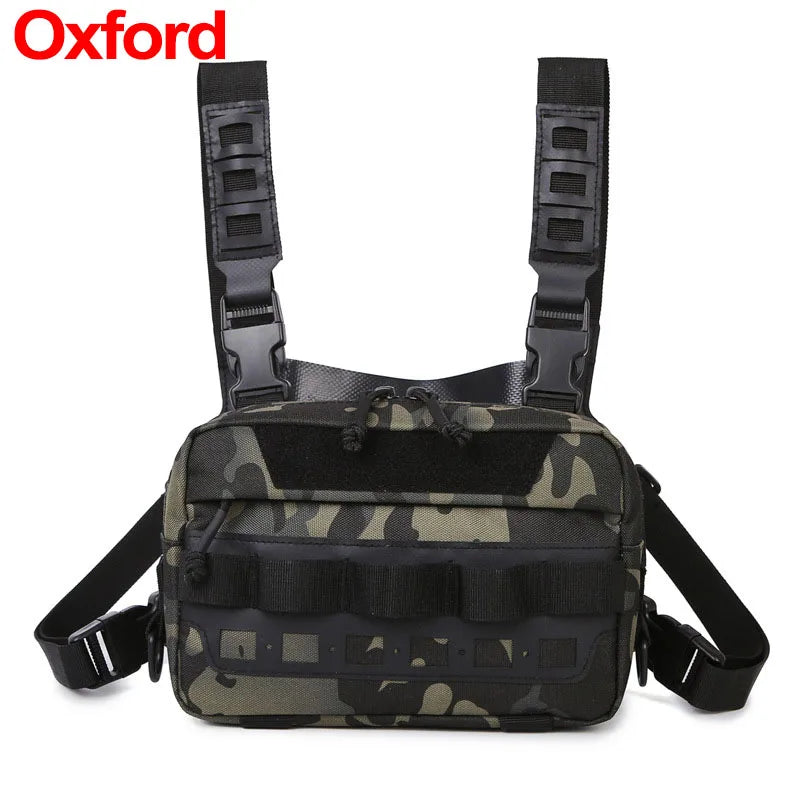 Fishing Tactical Chest Rig Bag - Durable MOLLE Front Vest Oxford Black CP