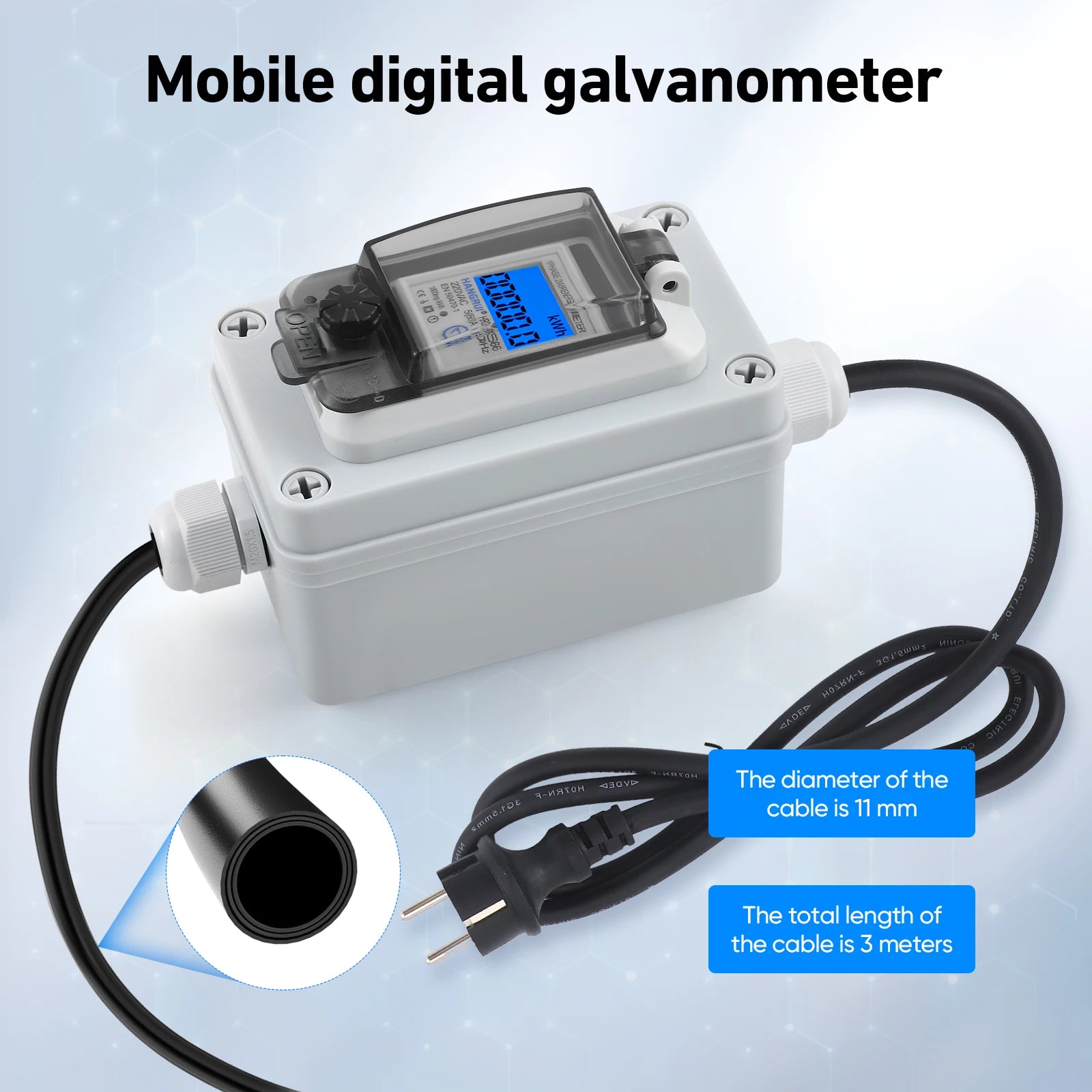 Led Sensor Meter Mobile Digital Electricity Meter 230 V, 60 A Mobile Meter CEE Outdoor ...