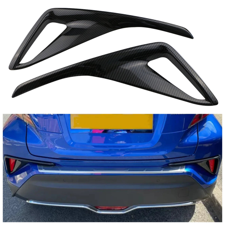 Bakre Dimljus Stötfångar Lampa Täcka För Toyota C-HR Krom Kolfiber 2-Dels Set