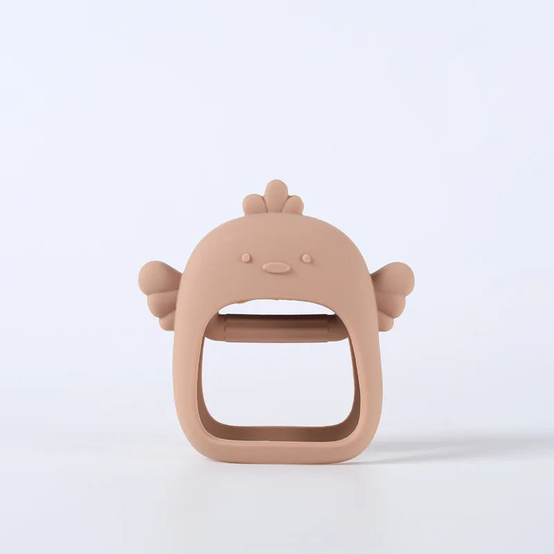 Cute Baby Hands Teether &ndash; Safe Silicone for Teething Relief Light brown