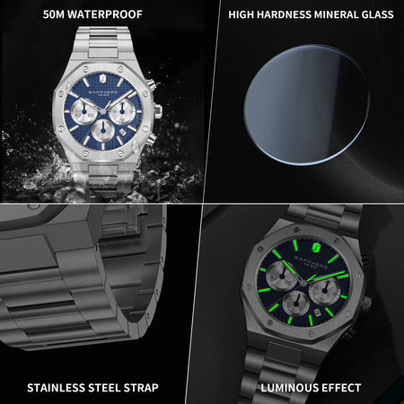 SAPPHERO Men's Watch &ndash; Waterproof Chronograph With Date