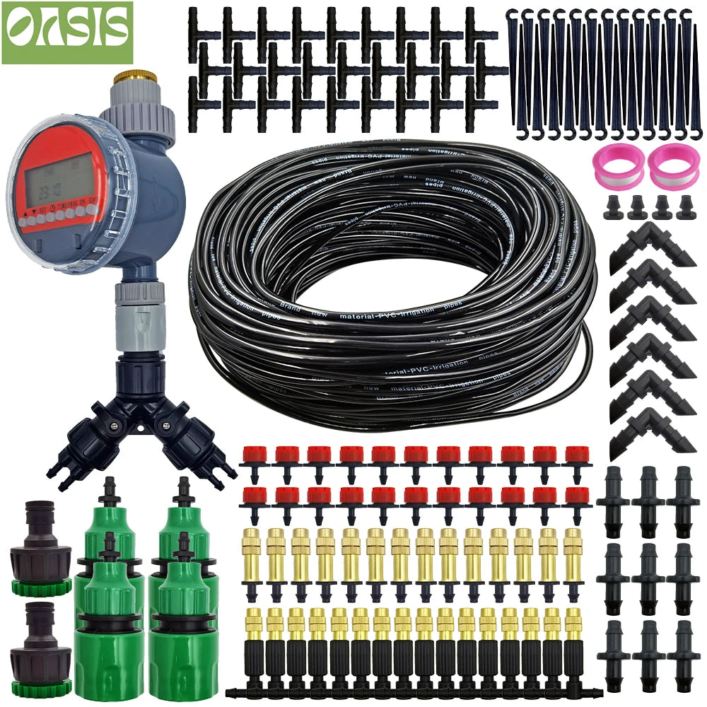 Oasis 5-50M Garden Micro Drip Irrigation Kit &ndash; Auto Watering Waterproof Timer -G