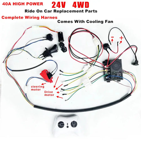 DIY 24V 200W wire harness for children's electric car with switch and remote control receiver Ride On Toys Accessories set by InterCyprus Trading Ltd