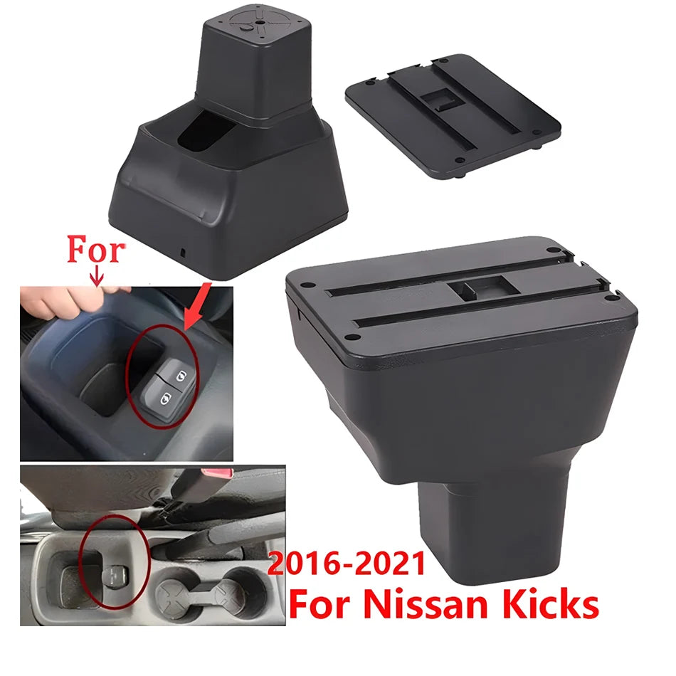 For Nissan Kicks Armrest box Car Storage box Interior Details Special Retrofit parts Center Car Accessories Arm 2016-2021