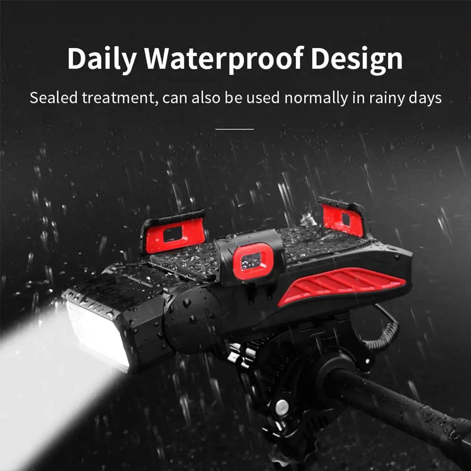 Βάση Τηλεφώνου Ποδηλάτου 4 Σε 1 με Φως Εμπρός, Κόρνα, Φόρτιση USB