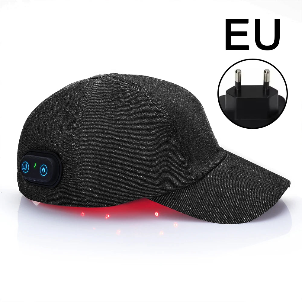 New Infrared Hair Growth Cap 660nm 850nm - Stimulates Growth Black-EU plug