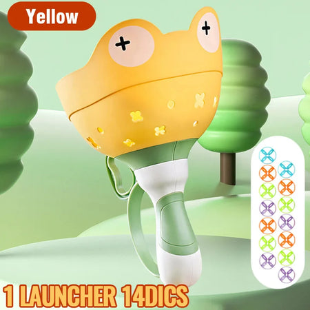 Throw Catch Toy &ndash; Manual Flying Disc Launcher For Dogs 1yellow 14disc