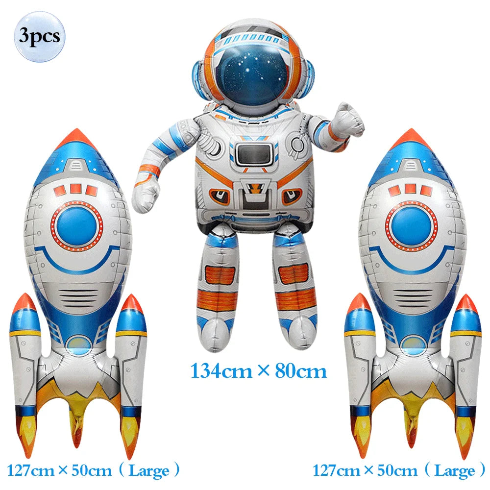 53inch 4D Inflatable Astronaut Foil Balloon - Outer Space Party Decoration 3pcs