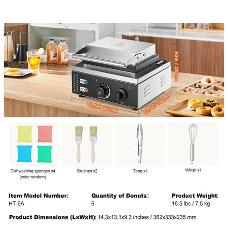 Six Twelve Hole Electric Donut Maker Nonstick Surface 6 holes 50mm / Poland