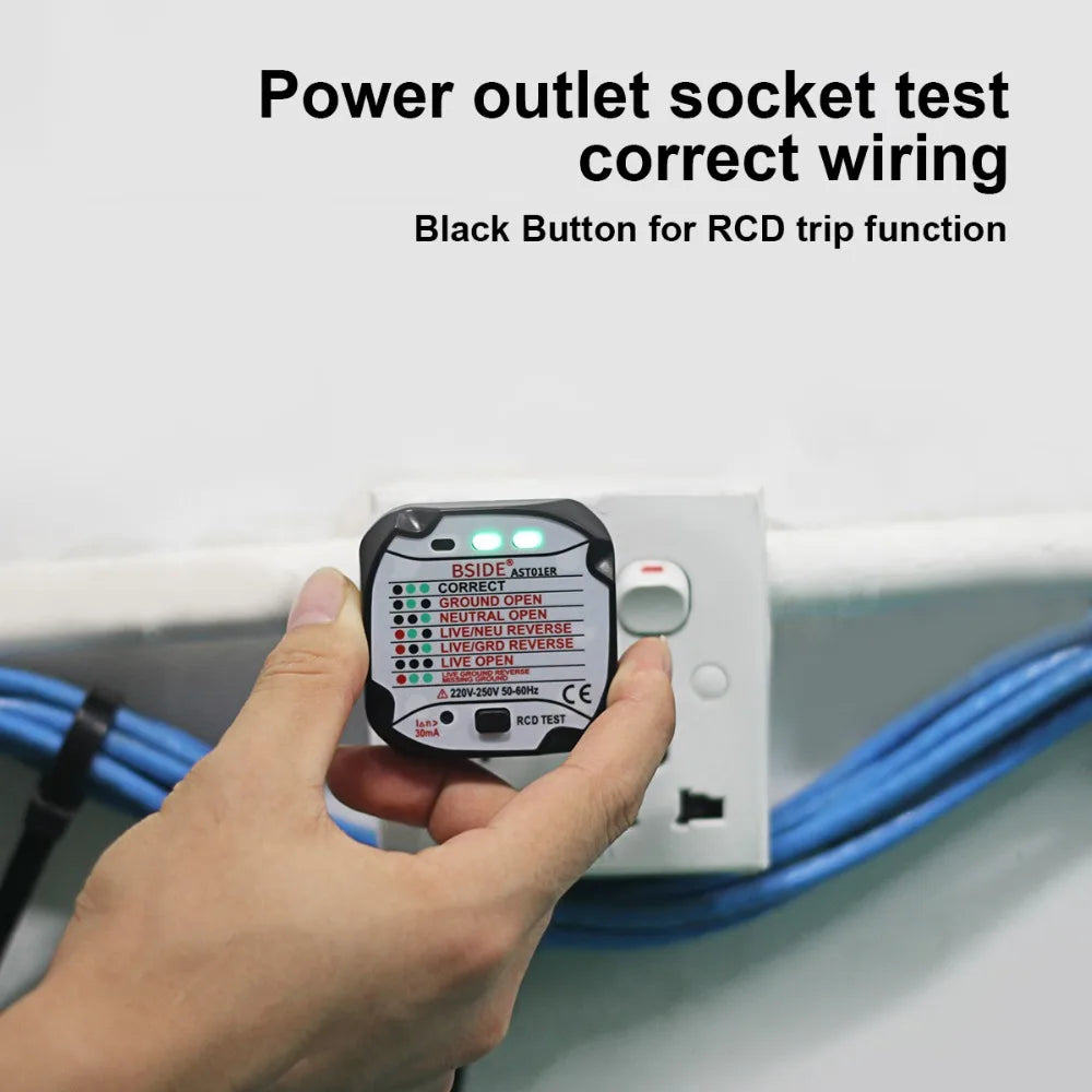 BSIDE AST01ER Socket Tester &ndash; EU Plug Voltage Detector