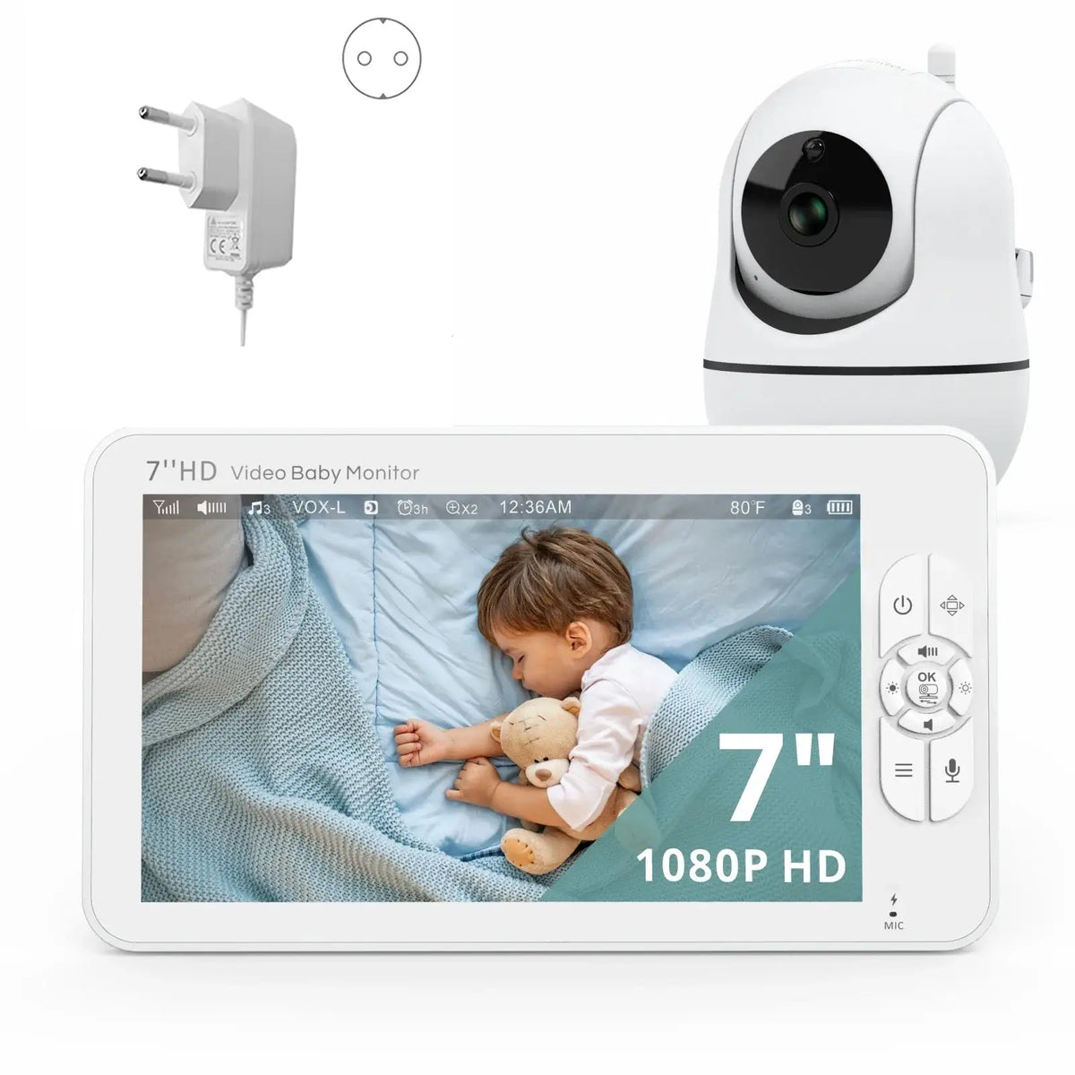 7 Inch 1080P Video Baby Monitor With Temp Alert And Dual Camera by InterCyprus Trading Ltd