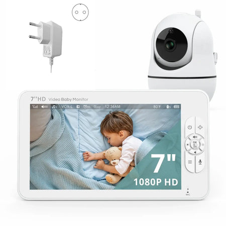 7 Inch 1080P Video Baby Monitor With Temp Alert And Dual Camera by InterCyprus Trading Ltd