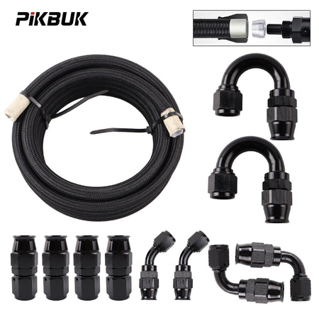 Black Nylon Braided Fuel Hose Kit With PTFE Liner And AN4 6 8 10 Fittings by InterCyprus Trading Ltd