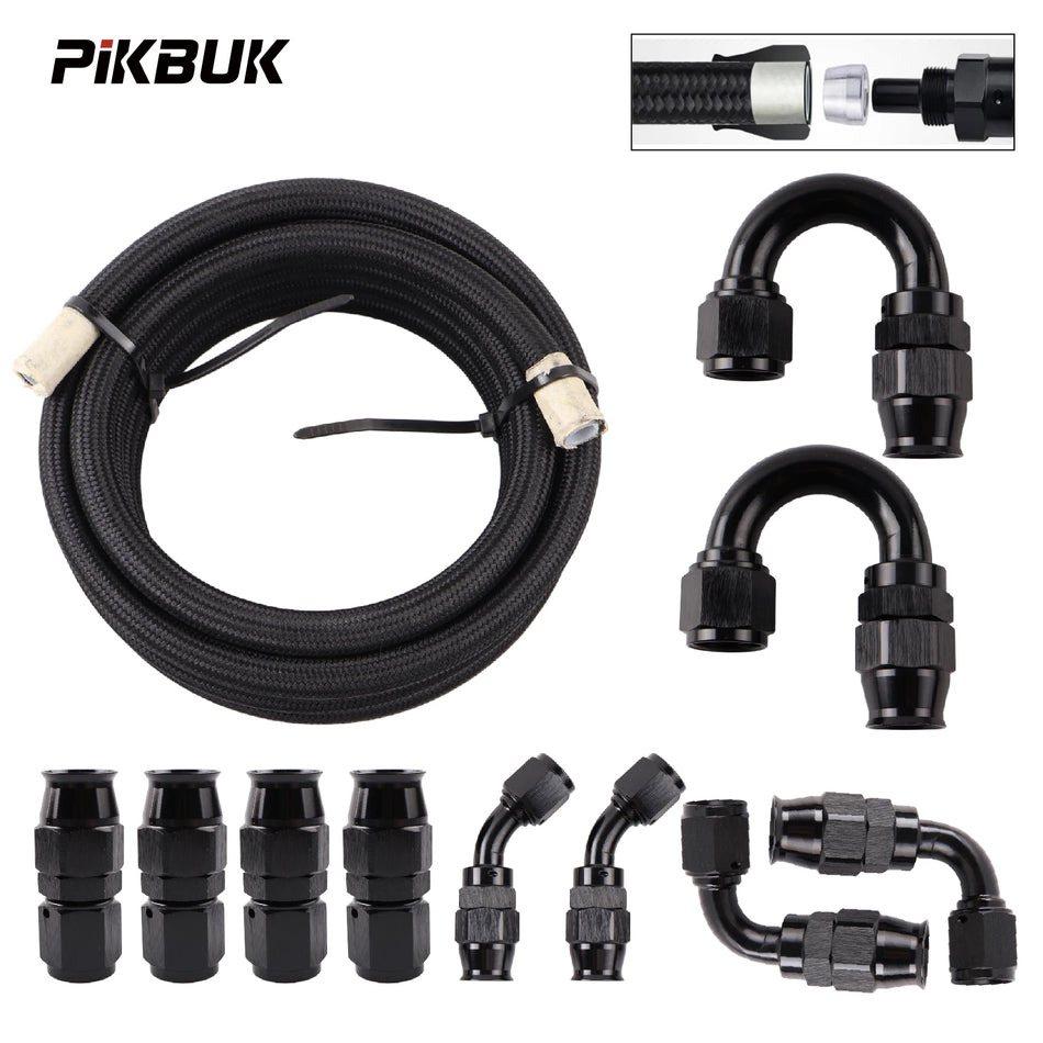 Black Nylon Braided Fuel Hose Kit With PTFE Liner And AN4 6 8 10 Fittings by InterCyprus Trading Ltd