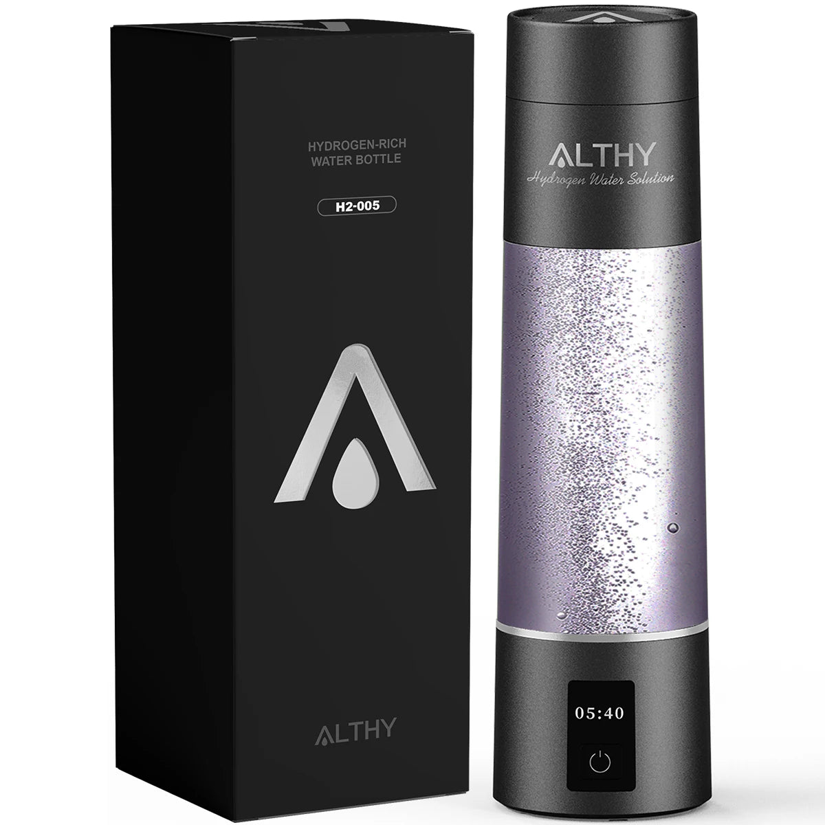 ALTHY Hydrogen Water Generator &ndash; Dual Chamber Ionization with Charging Display Obsidian Black
