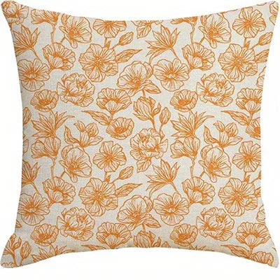 Floral Patterned Orange Pillowcases &ndash; Vibrant Home Decor Accent 4 / 60x60cm