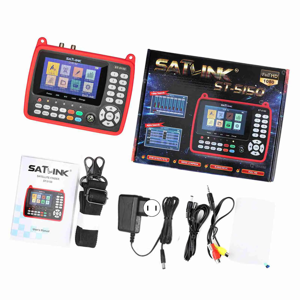 ST-5150 DVB-S2/T2/C COMBO HD Satellite TV Signal Finder Digital Handheld Signal Meter Satellite Finder H.265 HEVC MPEG-4 4.3 Inc