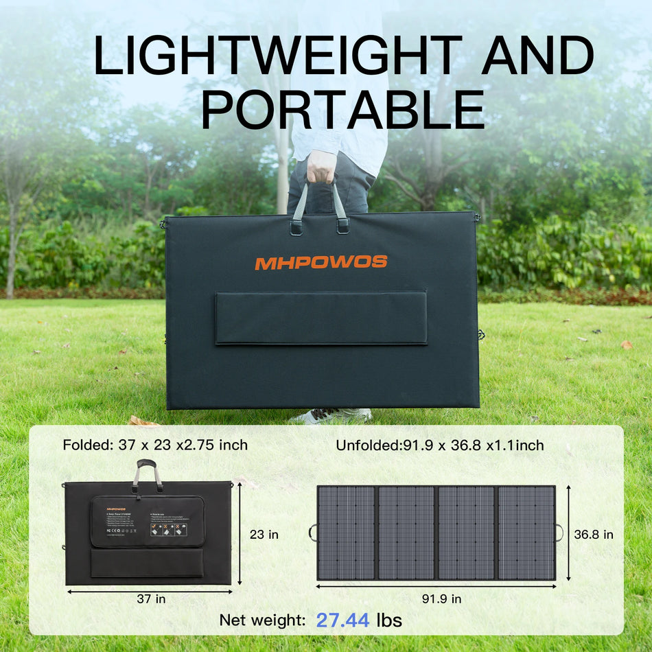 Cargador de Panel Solar Portátil Plegable MHPOWOS 400W, 31V, Monocristalino