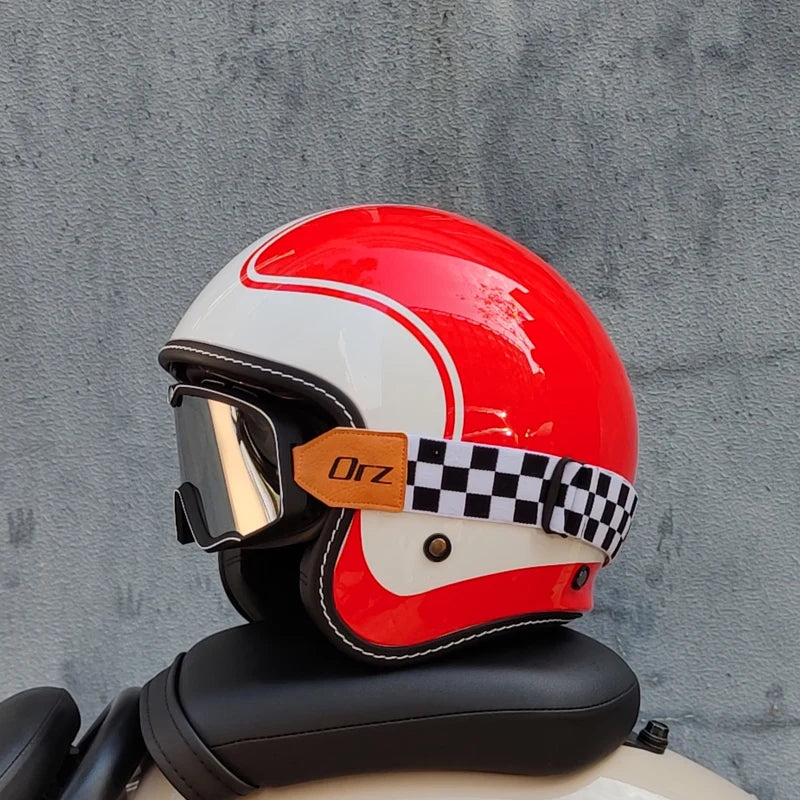OrzChoice 2025 Retro Motorcycle Helmet - Built In Lens