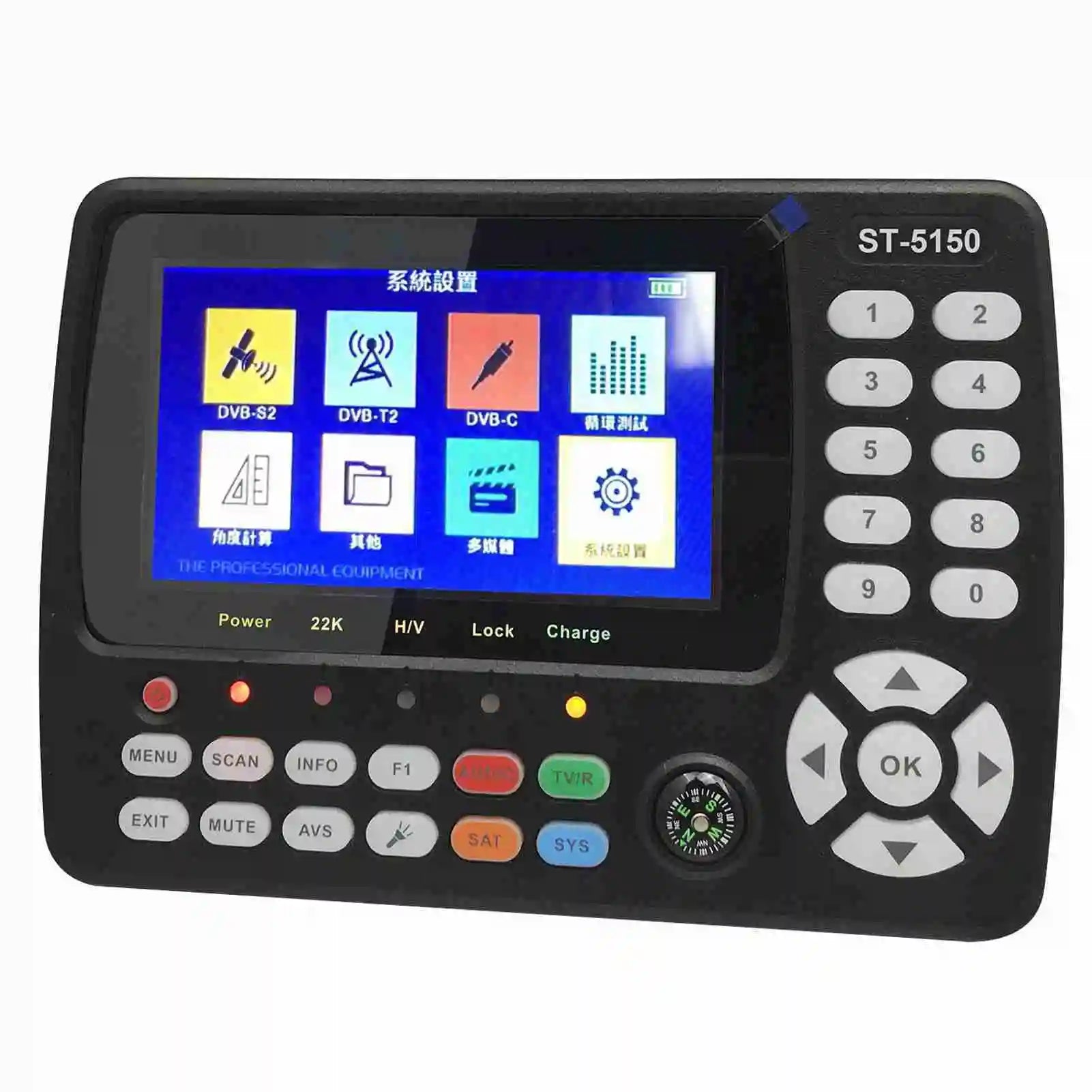 ST-5150 4.3in DVB-S2/T2/C COMBO HD Satellite TV Signal Finder Digital Handheld Signal Meter Satellite Finder H.265 HEVC MPEG-4