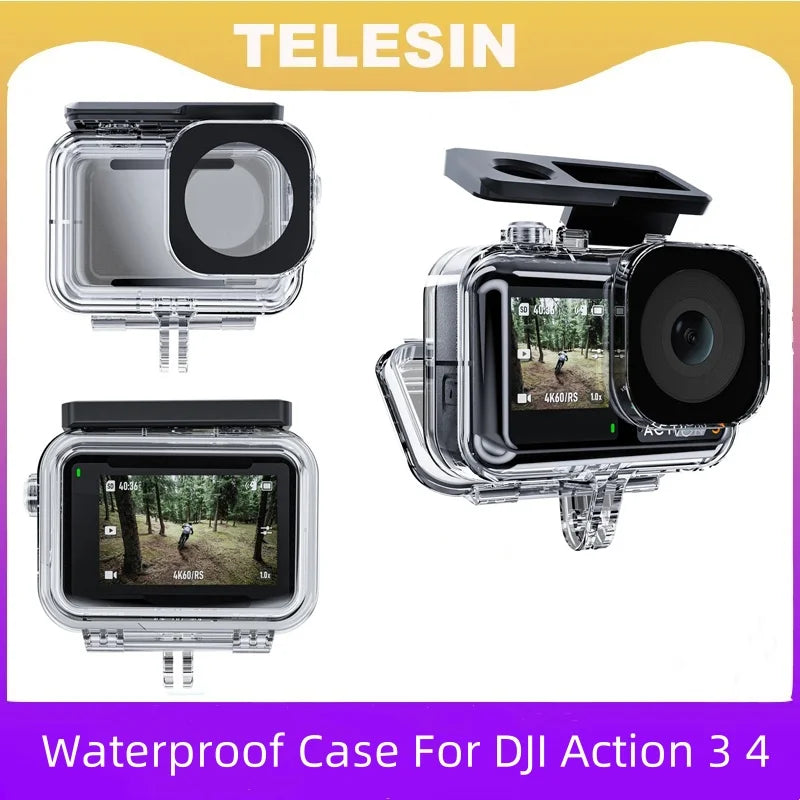 TELESIN 45M Waterproof Case for DJI OSMO Action 3/4/5 Pro - Underwater Camera Housing