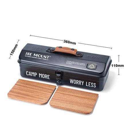 LIXADA Outdoor Tools Storage Box - Durable Iron With Handle Black-2