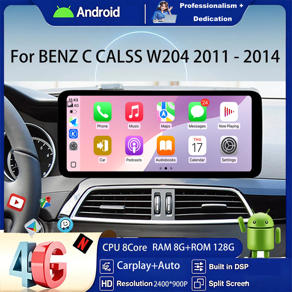 Ultra-tanki 12,3-inčni Android auto stereo radio za BENZ C klasu W204 2011-2014 s GPS navigacijom, Bluetoothom i DSP-om