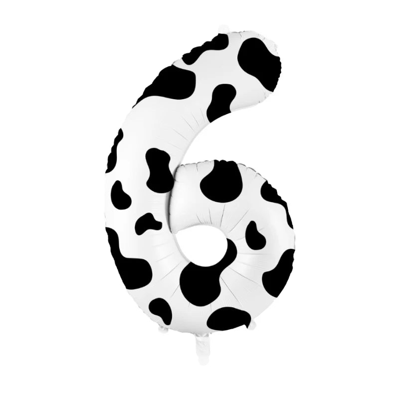 40-Inch Cow Print Number Balloon for Kids' Birthday and Party Decor 20240223A01-6 / Other