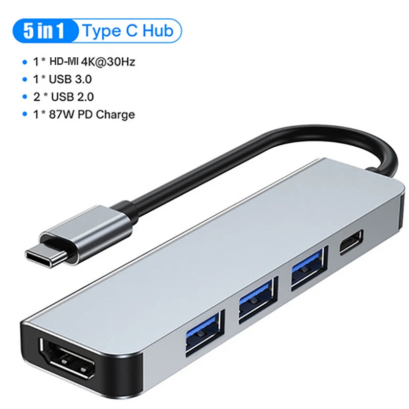 USB C Docking Station PD 100W USB C Hub &ndash; 4K HDMI Output 5-IN-1 HDMI