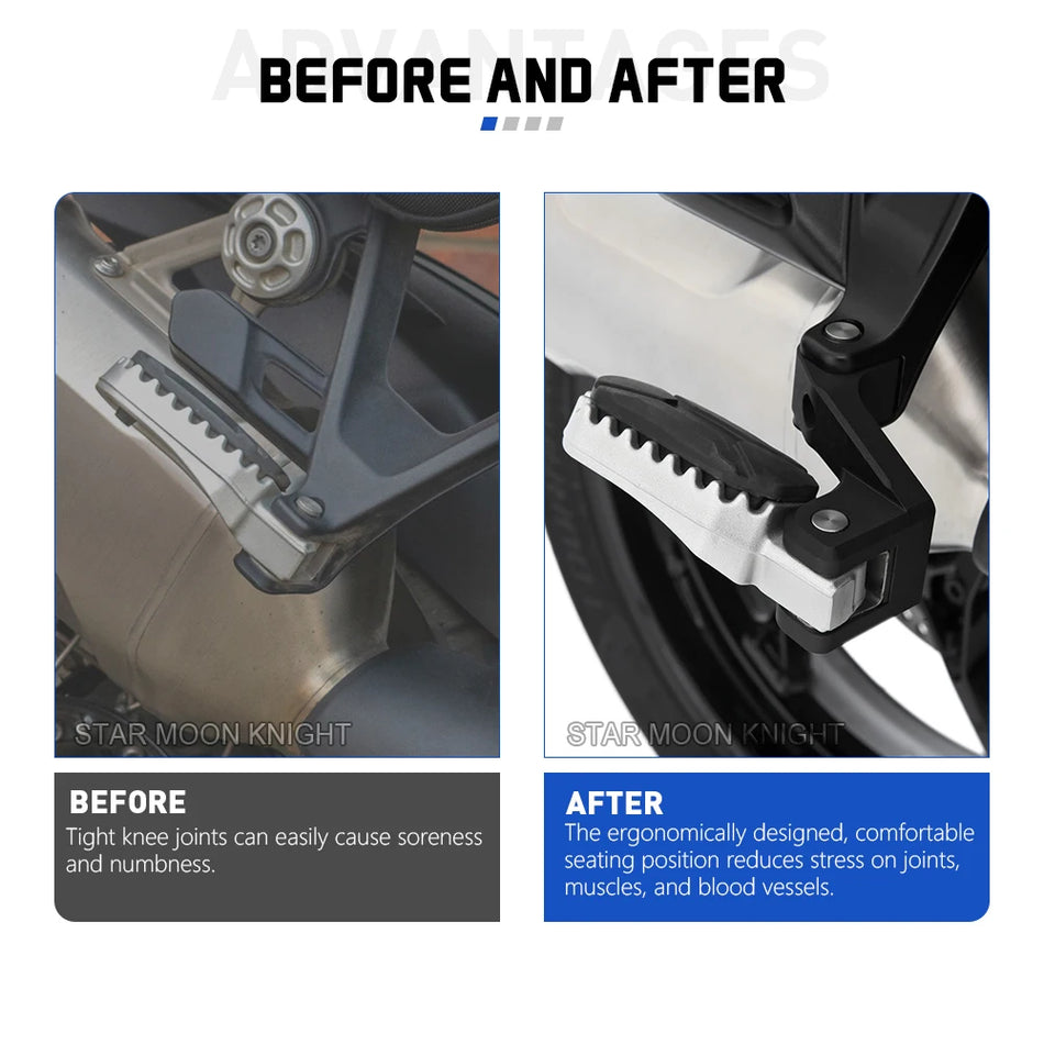 Suporturi pentru picioare BMW R1250R/RS și R1200R/RS pentru coborâre și relocare, suporturi din aluminiu pentru confort