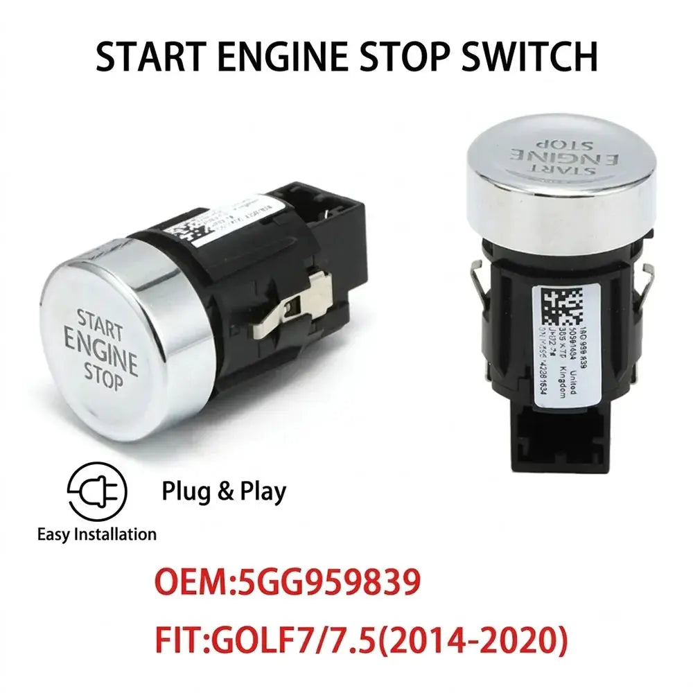 Ignition Switch Push Button for VW Golf 7 MK7 7.5 2014-2020 by InterCyprus Trading Ltd