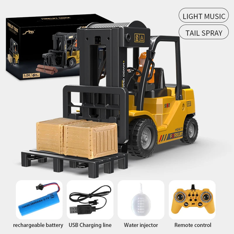 BigShu 1:24 9CH Remote Control Bulldozer Truck with Shovel and Excavator Features QH207-1D
