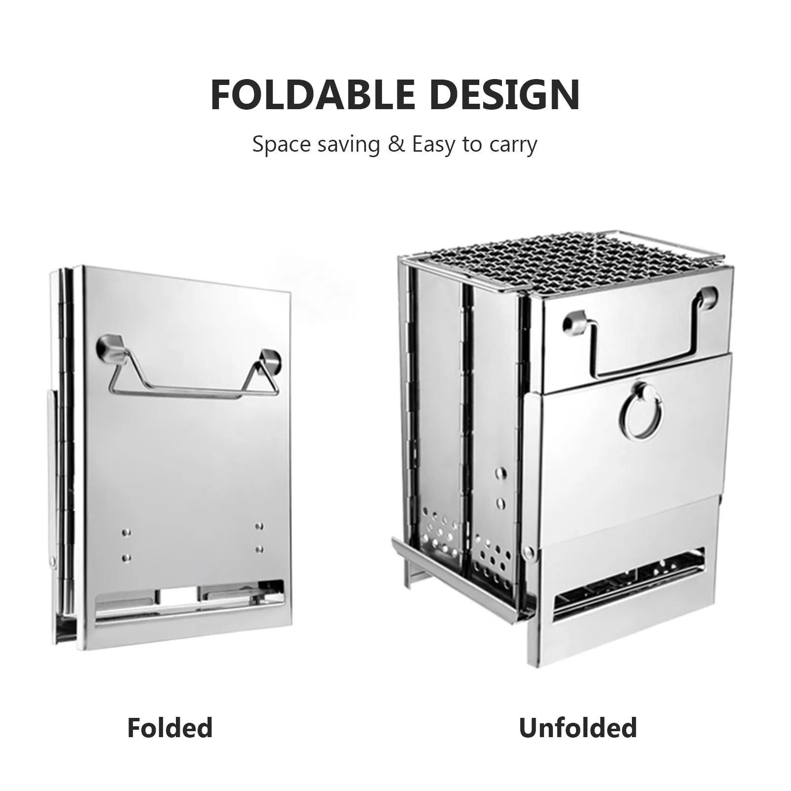 Wood Stove Foldable Charcoal Grill &ndash; Lightweight Portable