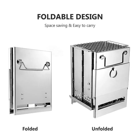 Wood Stove Foldable Charcoal Grill &ndash; Lightweight Portable