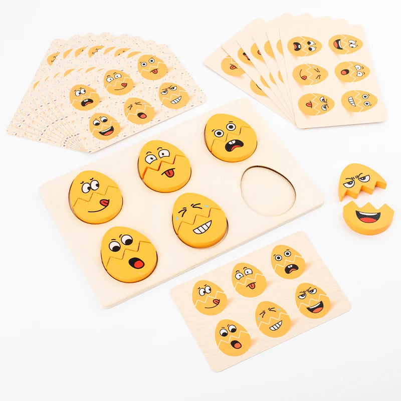 Facial Expressions Eggs - Wooden Montessori Egg Puzzle NB155C1