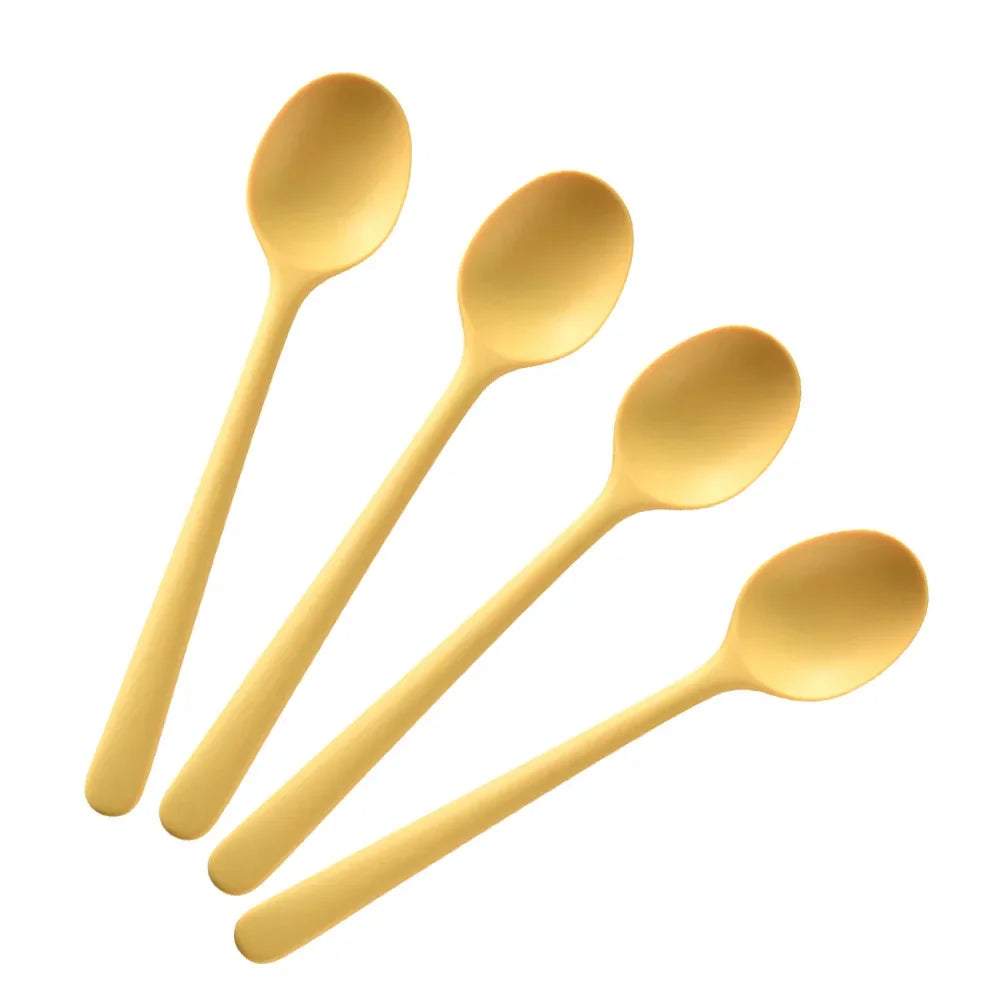 4Pcs Silicone Spoon Set &ndash; Portable Non-Slip Design Yellow