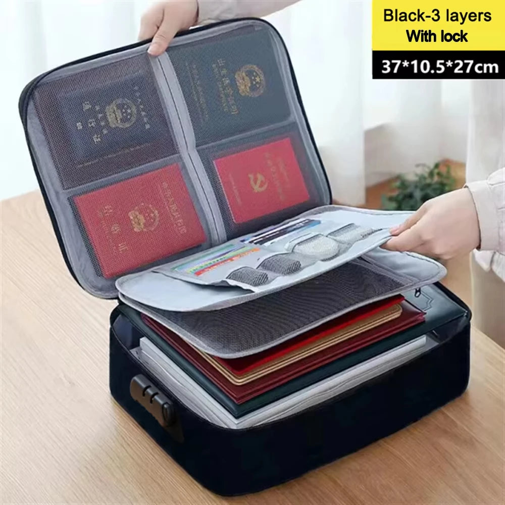 5-Layers Document Case With Lock File Organizer &ndash; Secure 3l with lock Black
