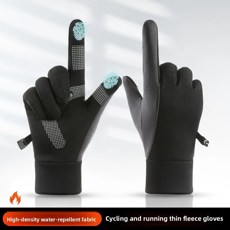 Zimní dotykové cyklistické rukavice pro teplo a pohodlí, unisex, protiskluzové voděodolné polyesterové