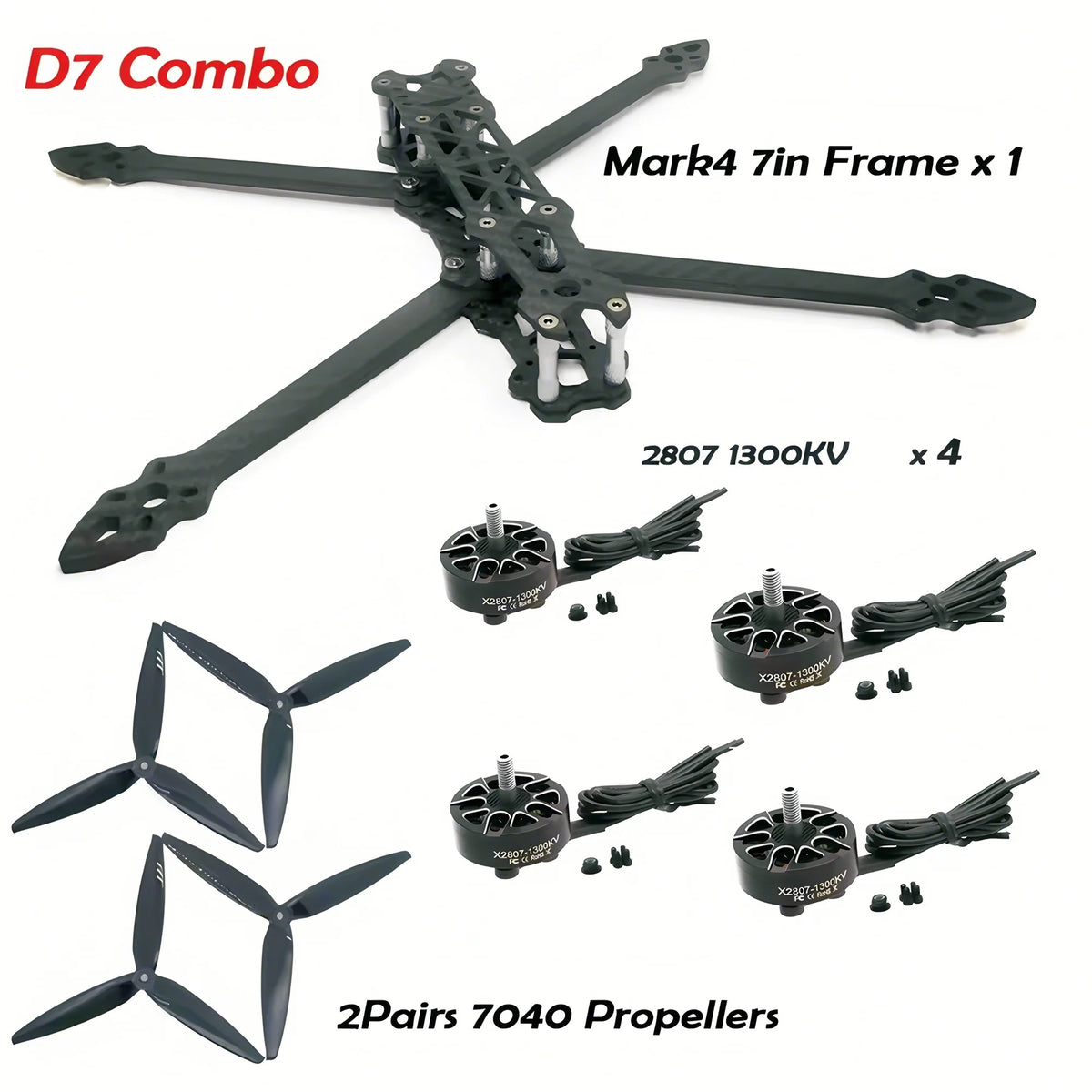 Mark4 7Inch 7040 Propeller Brushless Motor &ndash; 1300KV Mark4 X2807 7040