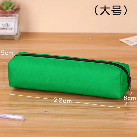 Kawaii Large Capacity Pencil Case - Durable Fabric School Supplies Dark green