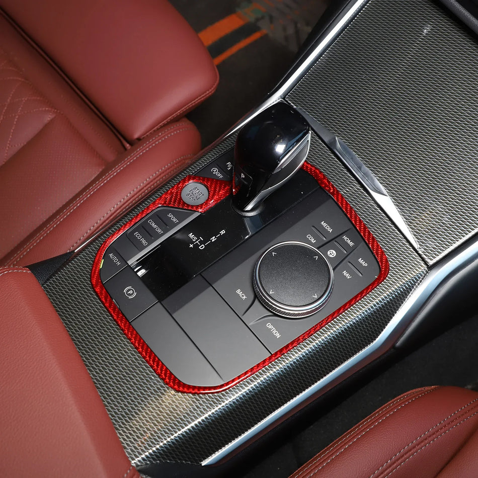 Copertura adesiva in fibra di carbonio reale per pannello cambio BMW