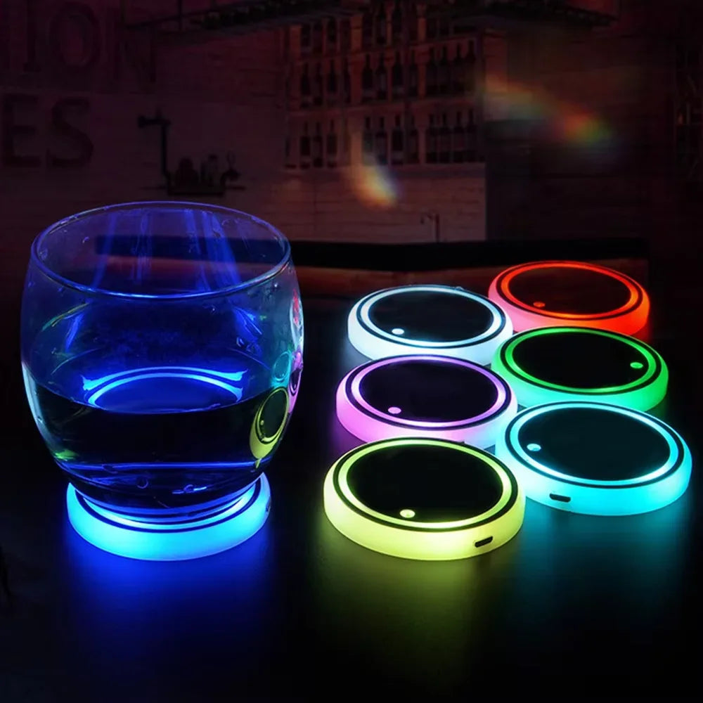 7 Color Changing LED Car Cup Holder Lights &ndash; Ambient Lighting
