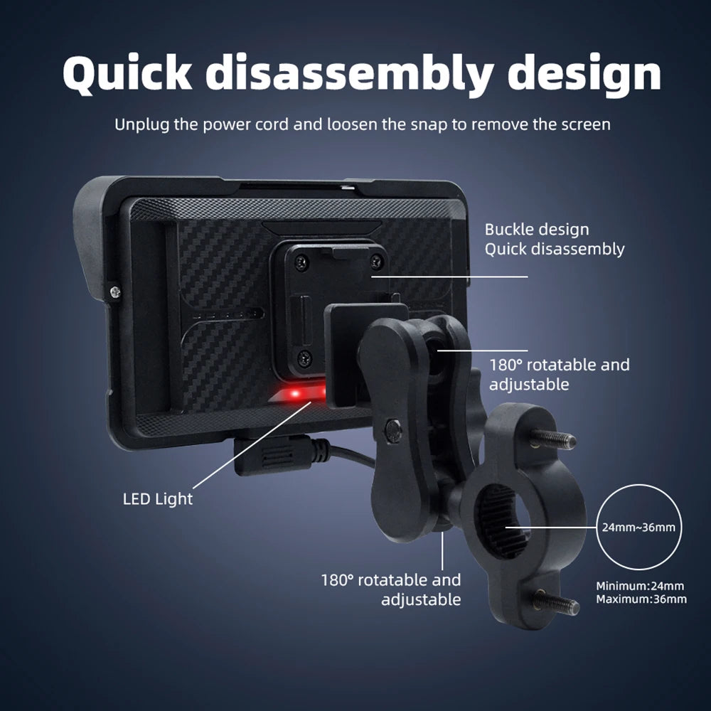 EKIY 5 Inch Wireless CarPlay Moto Android Auto &ndash; Portable Waterproof Motorcycle GPS Display