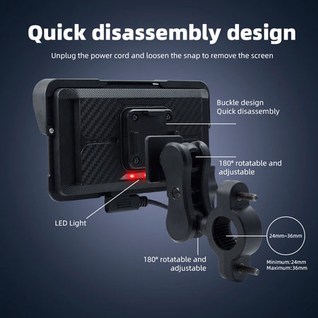 EKIY 5 Inch Wireless CarPlay Moto Android Auto &ndash; Portable Waterproof Motorcycle GPS Display