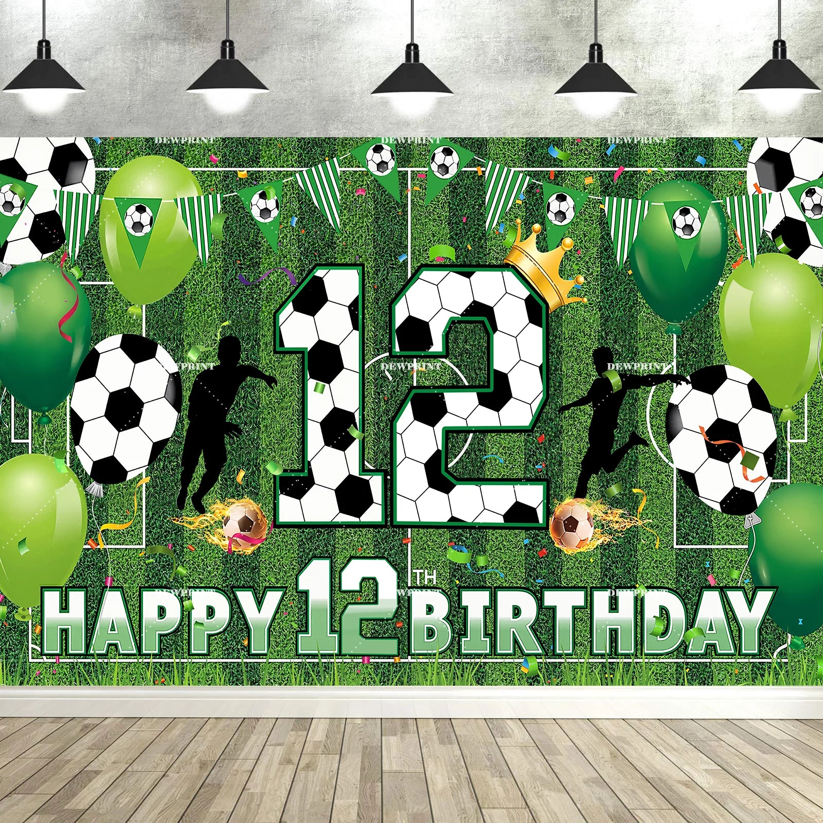 Soccer Happy 6-12th Birthday Banner &ndash; Large Football Decor