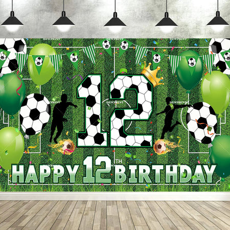 Soccer Happy 6-12th Birthday Banner &ndash; Large Football Decor