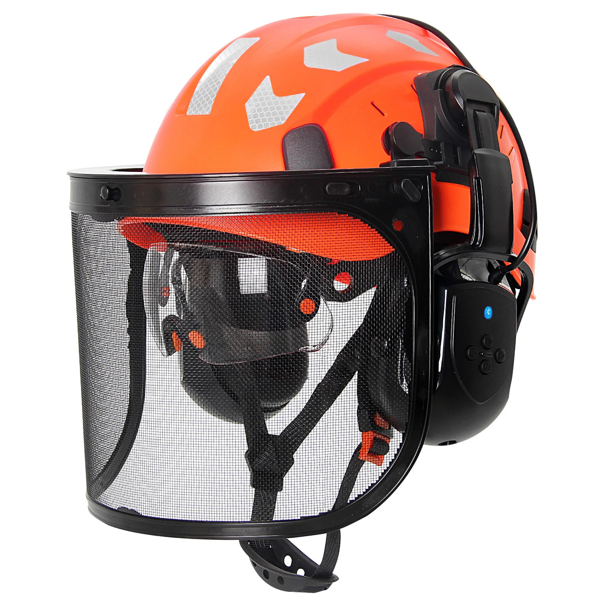 SF06 Forestry Safety Helmet &ndash; Bluetooth 5.0 Goggles Earmuffs Orange Set