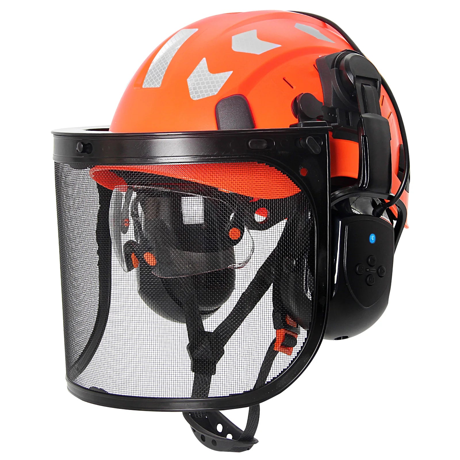 SF06 Forestry Safety Helmet &ndash; Bluetooth 5.0 Goggles Earmuffs Orange Set